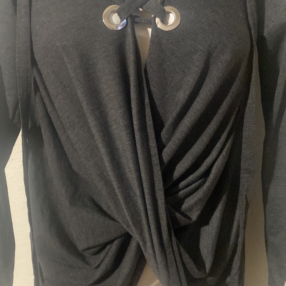3/$20.  Woman’s Lace-Up Wrap Knotted Top - Gray - Medium - Never Worn